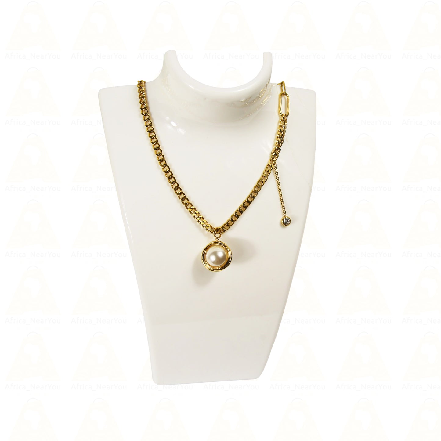Elegant Gold Chain Necklace with Pearl Pendant