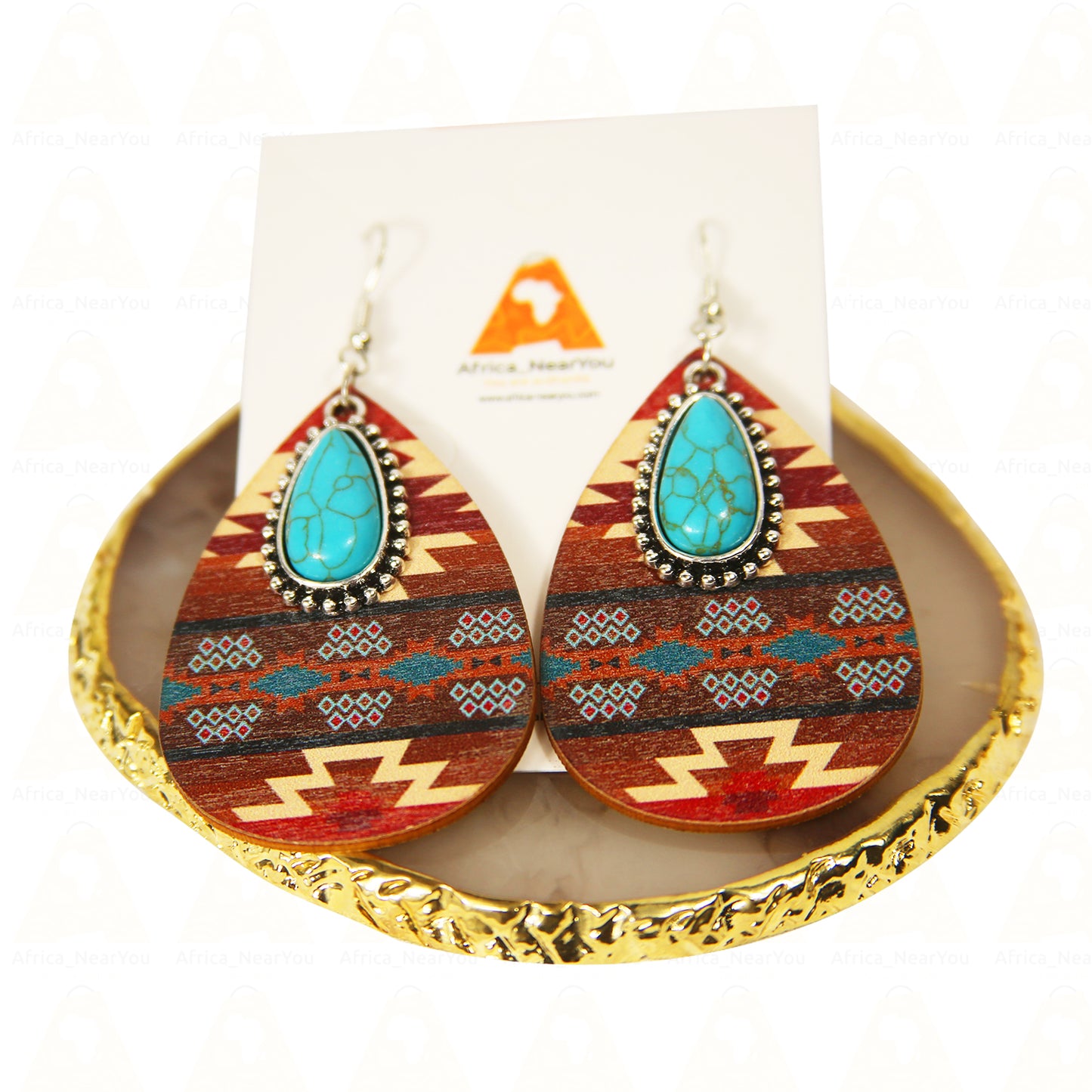 Boho Teardrop Earrings with Turquoise Stone.