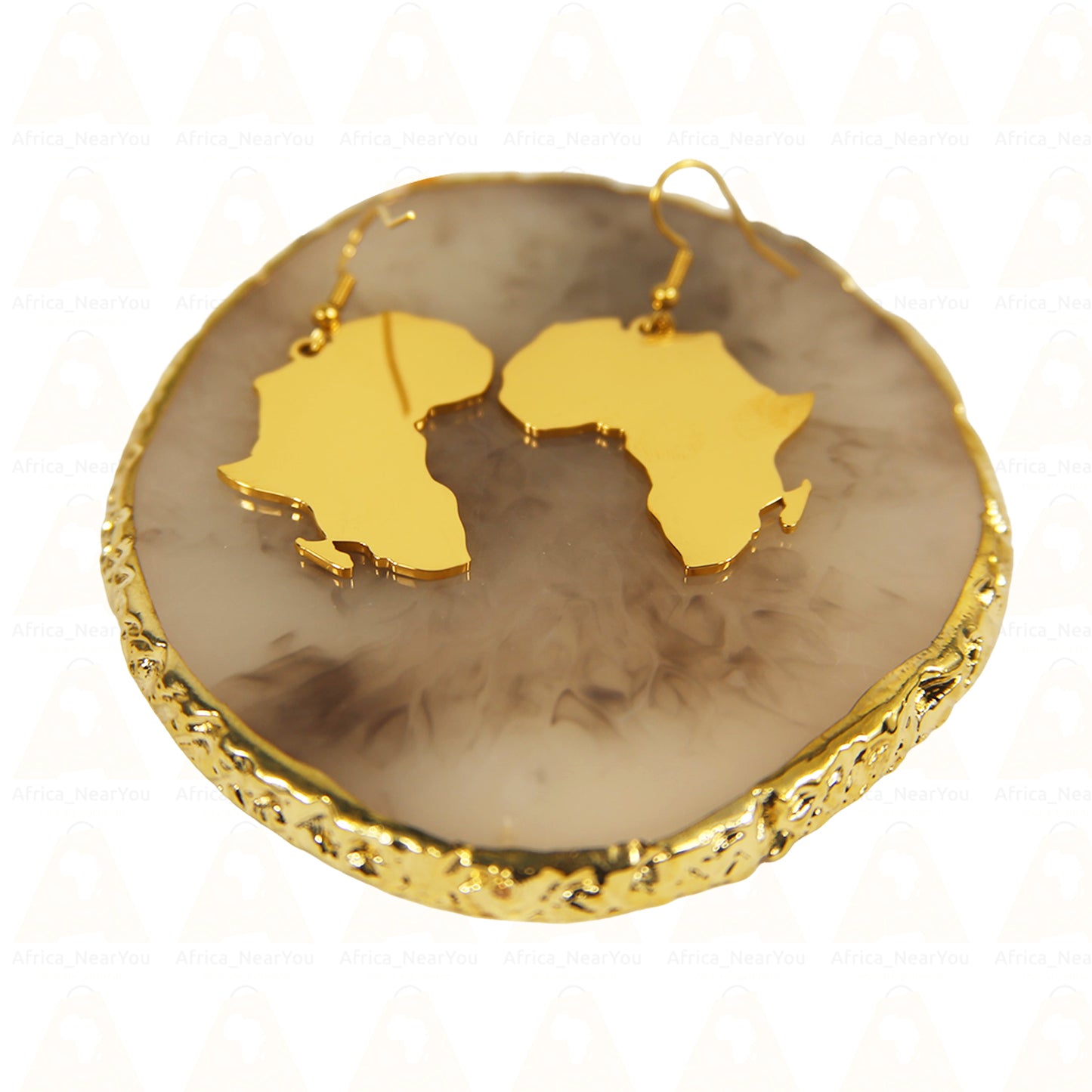 Gold Africa Map Earrings – Premium Tarnish-Free Cultural Jewelry for Women