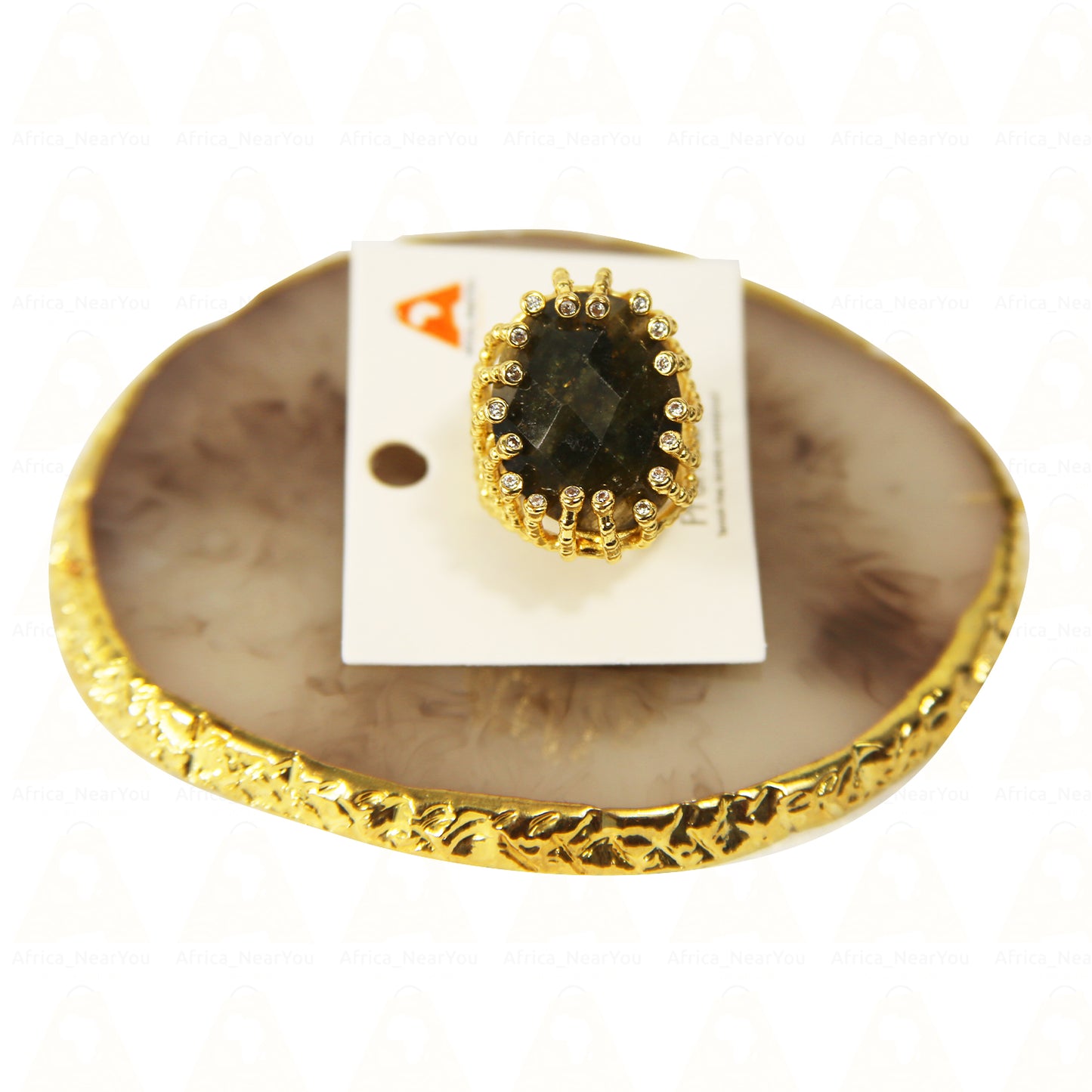 Resizable Labradorite stone ring.