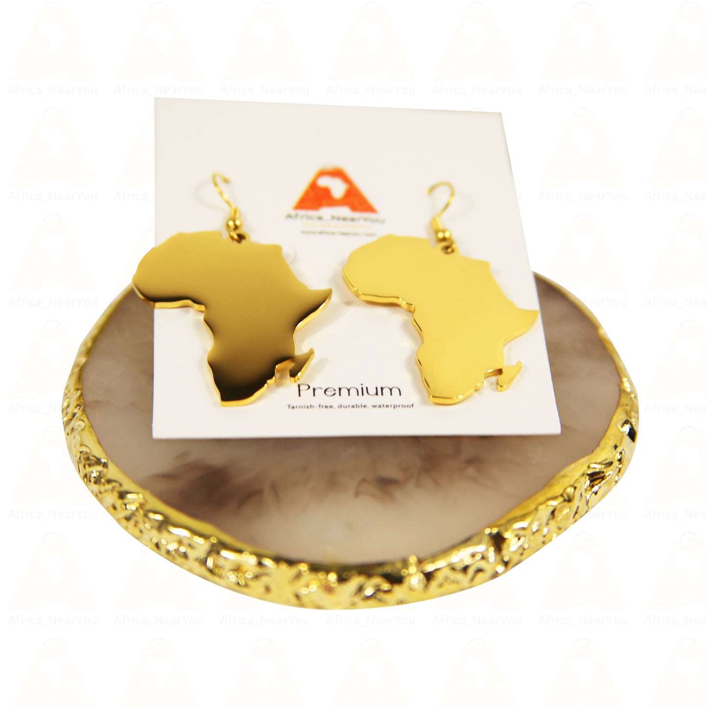 Gold Africa Map Earrings – Premium Tarnish-Free Cultural Jewelry for Women