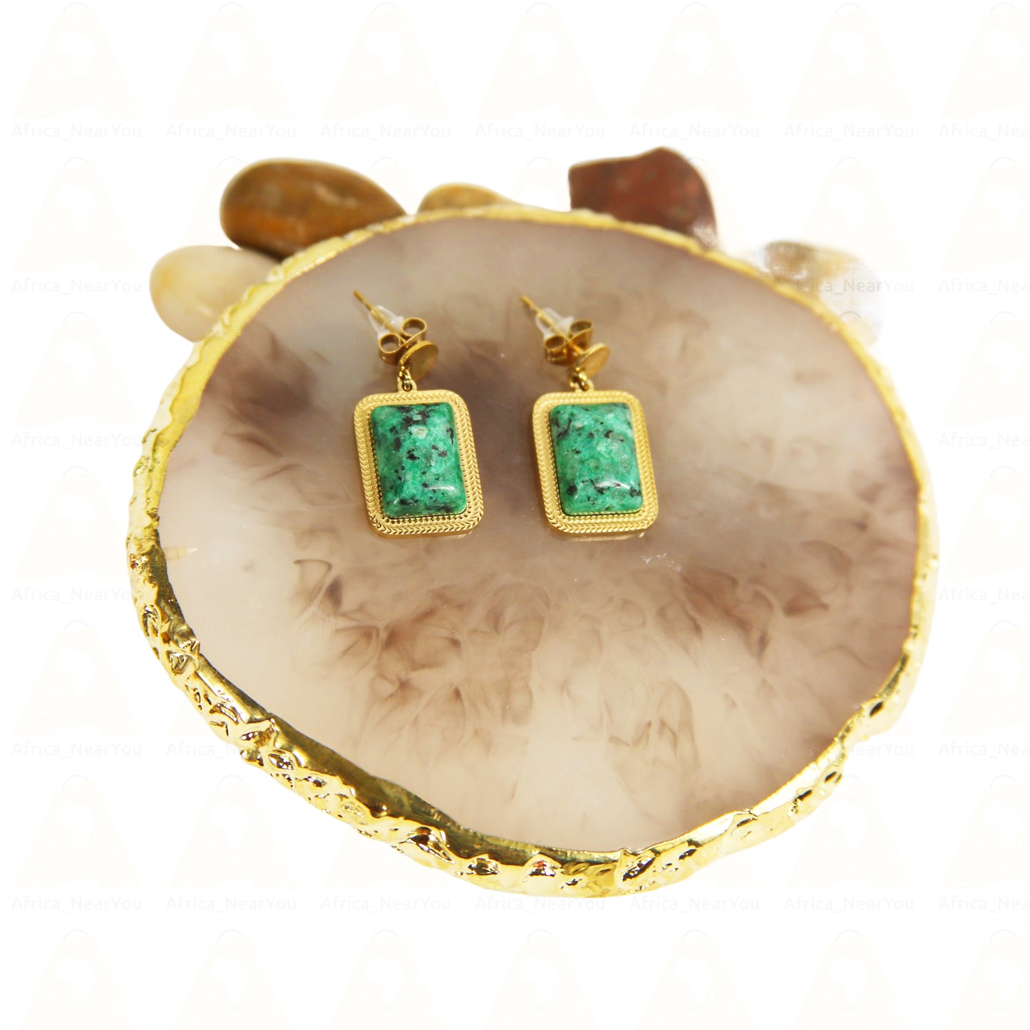 Emerald Horizon Malachite Stone Earrings