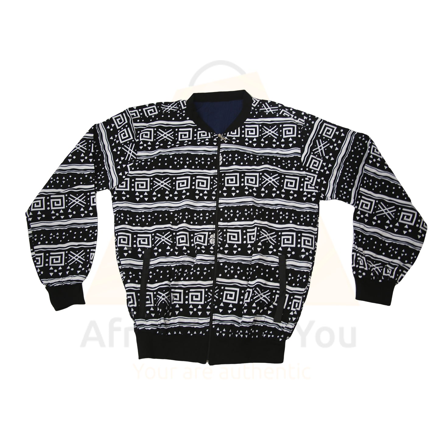 African Mudcloth-Inspired Bomber Jacket