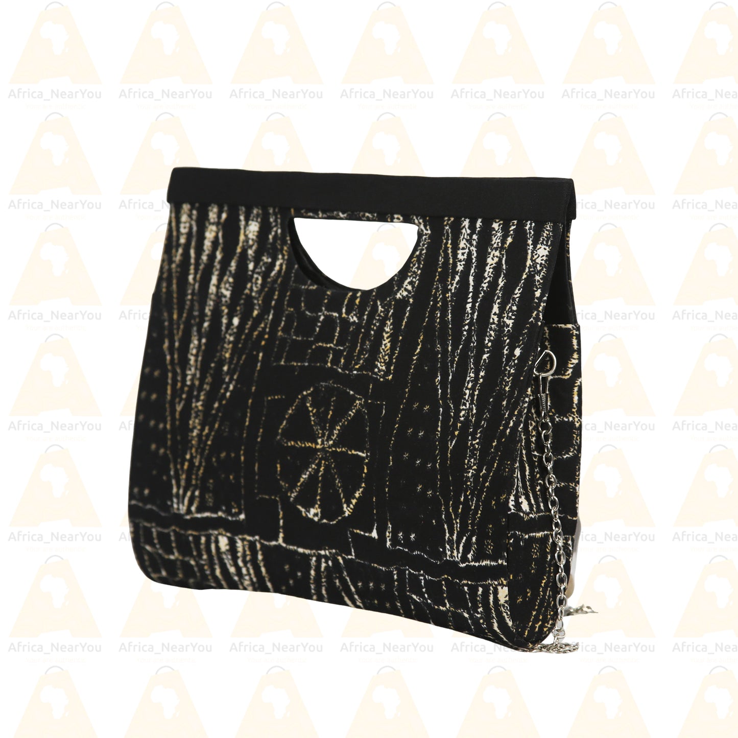 Crossbody Top Bag : African Print Handbag with Modern Chain Strap
