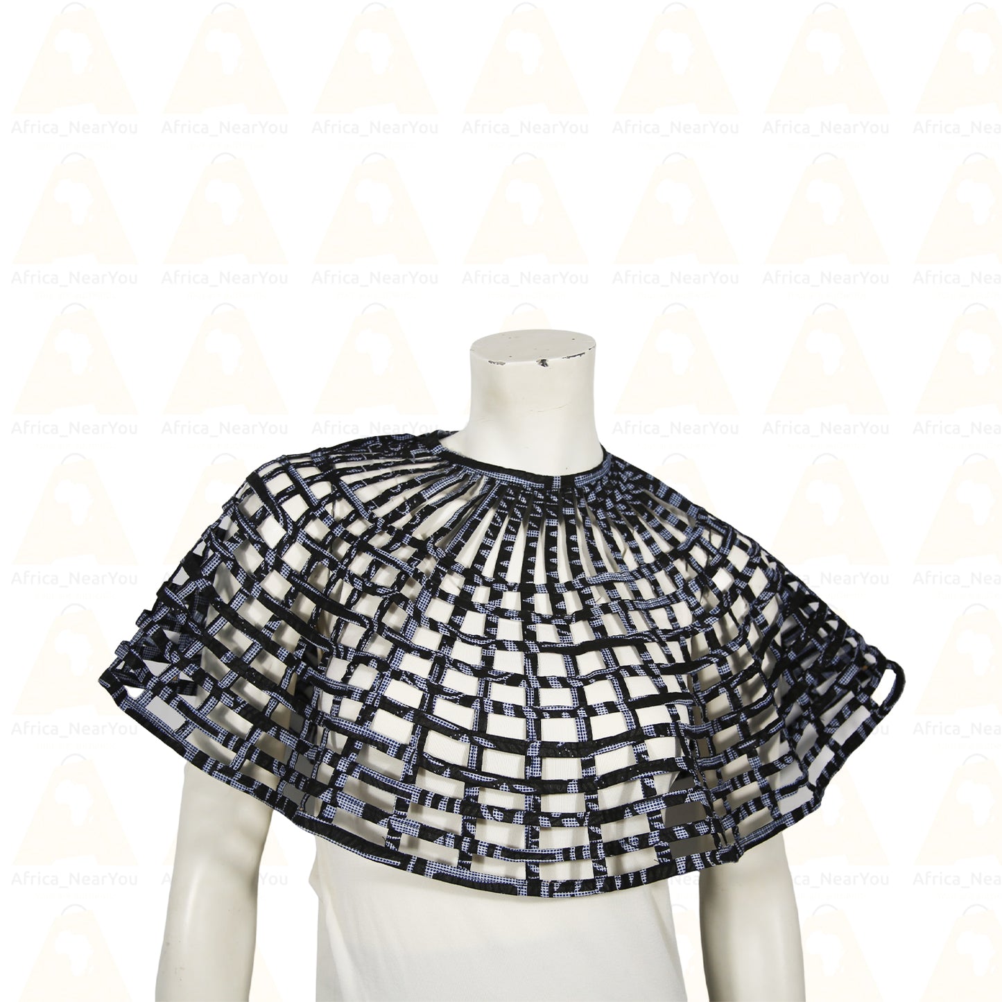 Elegant African-Inspired Mesh|Strip Cape – Stylish Statement Accessory for Women