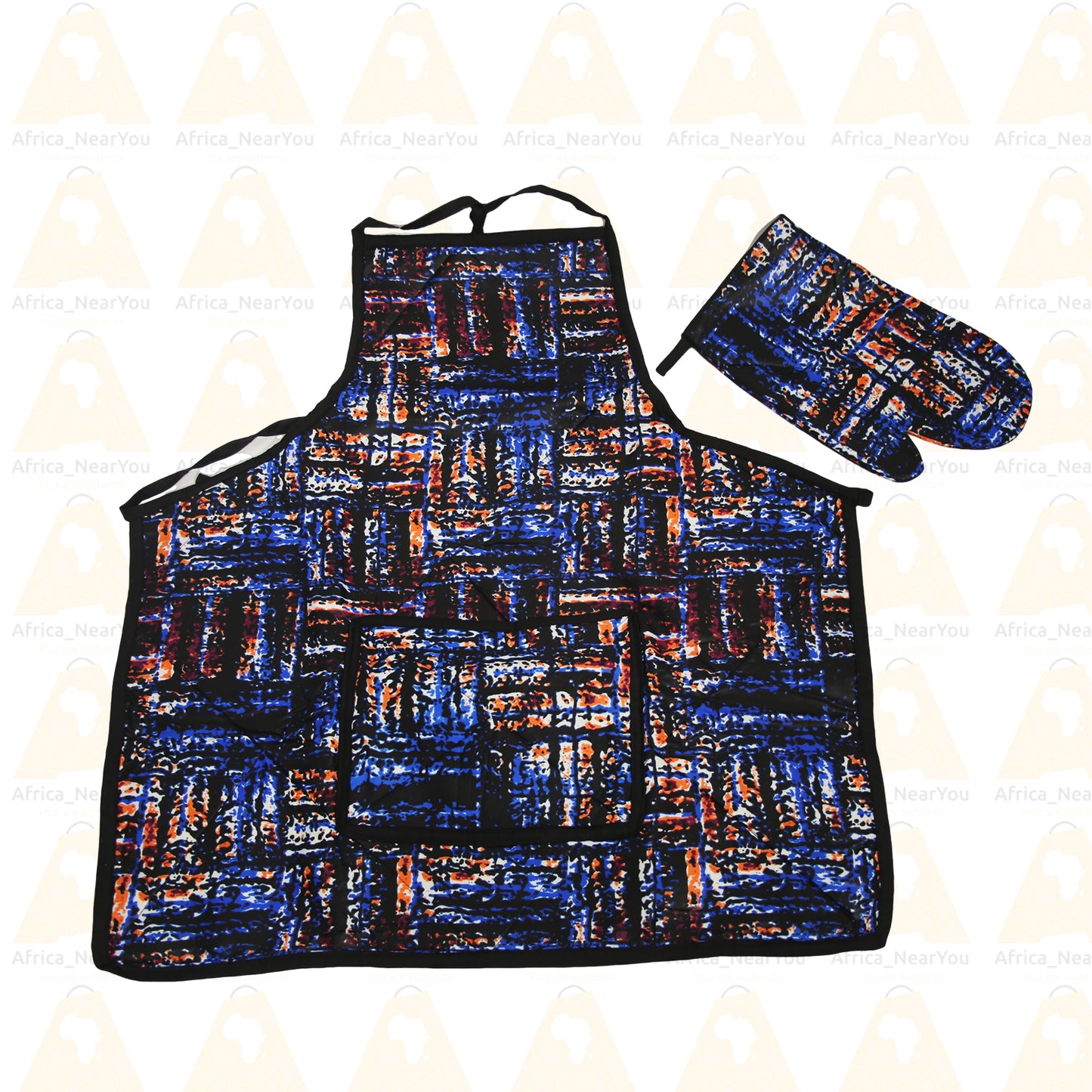 Artisan Flair: Vibrant African Print Apron & Oven Mitt Set