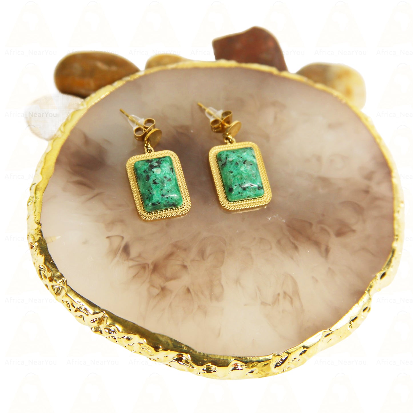 Emerald Horizon Malachite Stone Earrings