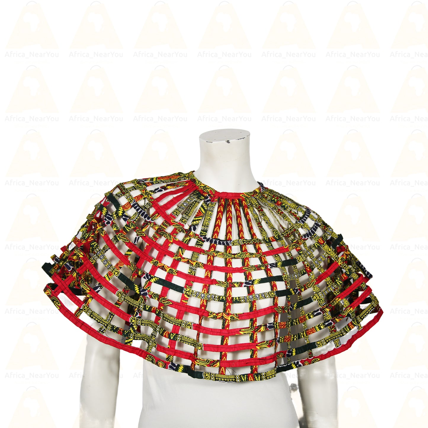 Elegant African-Inspired Mesh|Strip Cape – Stylish Statement Accessory for Women