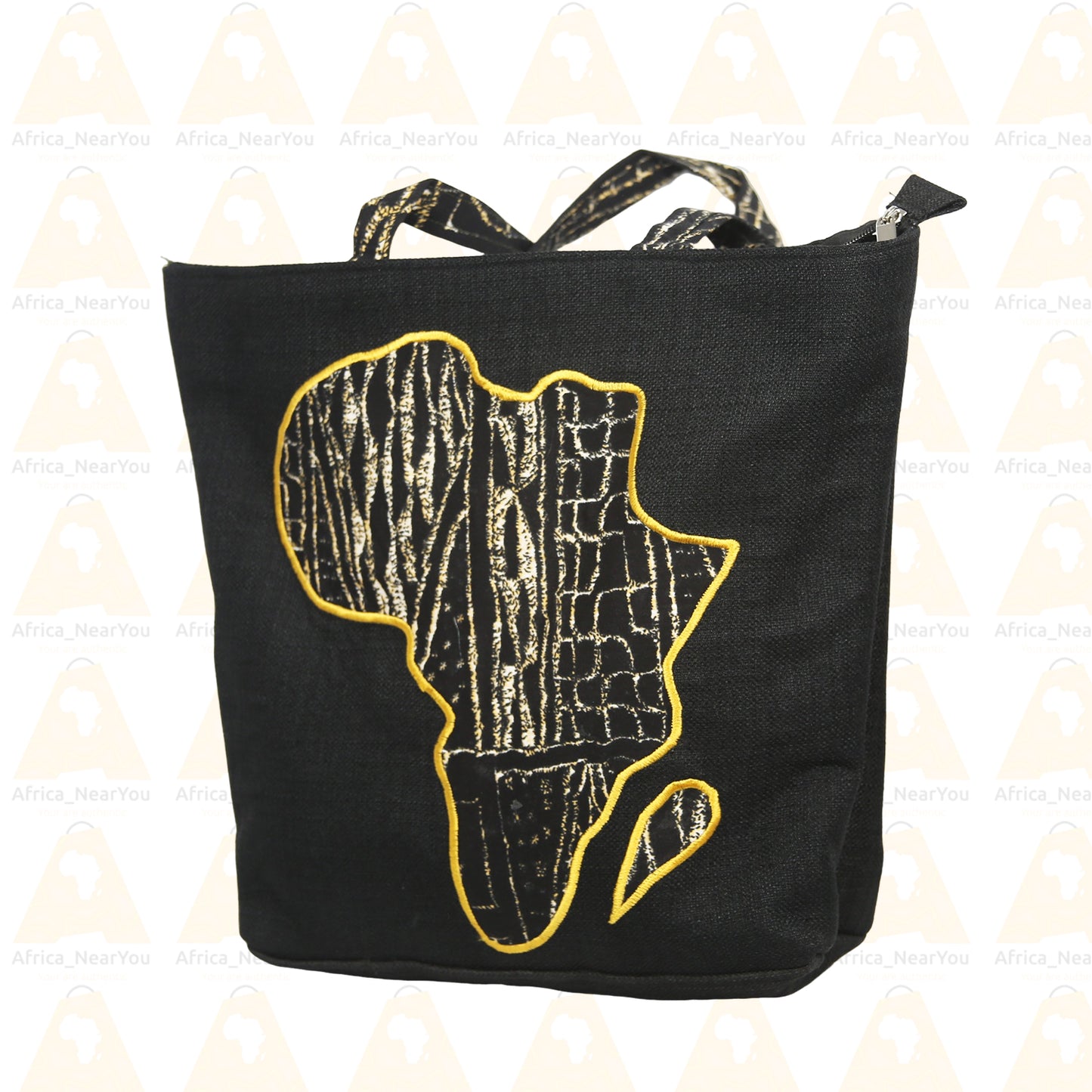 Heritage Tote: African Map Design Handbag with Vibrant Prints