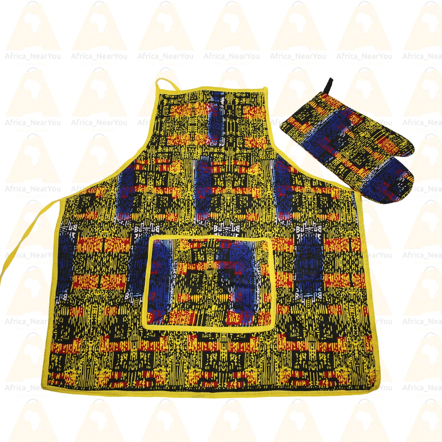Artisan Flair: Vibrant African Print Apron & Oven Mitt Set