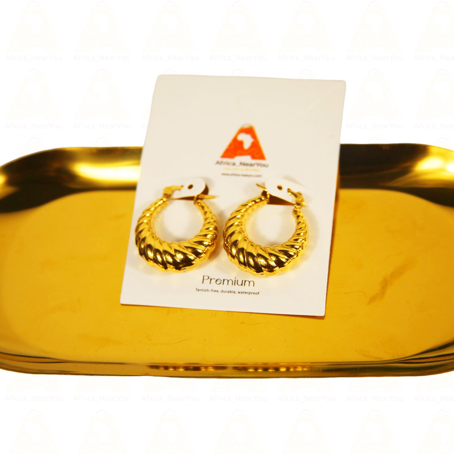 Premium Gold Twisted Hoop Earrings.