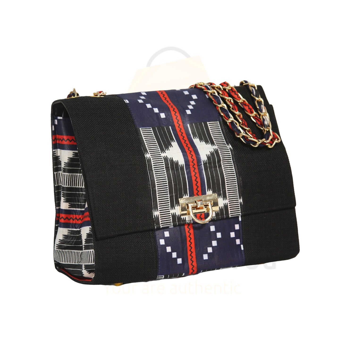 Elegance Redefined: African Print Chain-Strap Handbag