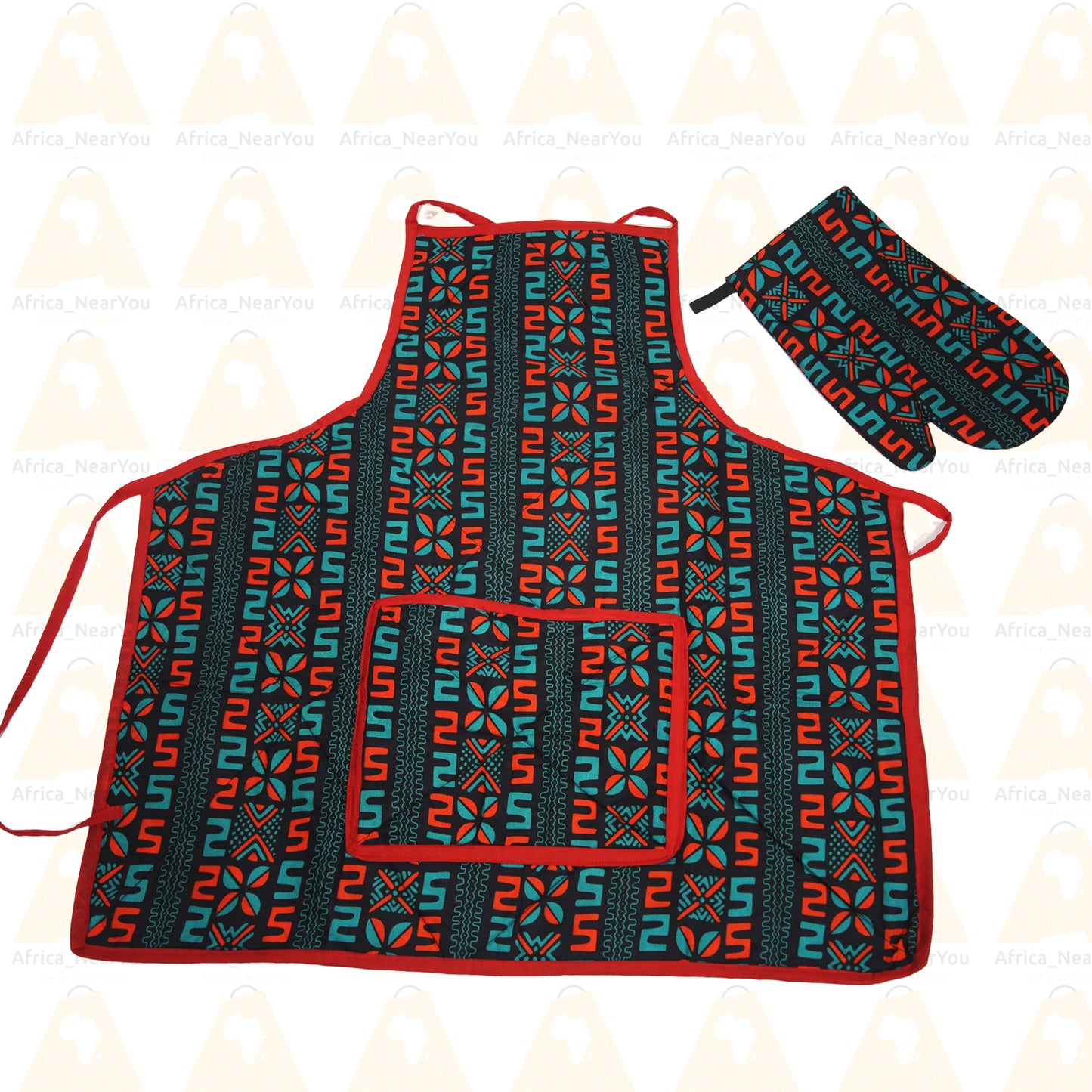 Artisan Flair: Vibrant African Print Apron & Oven Mitt Set