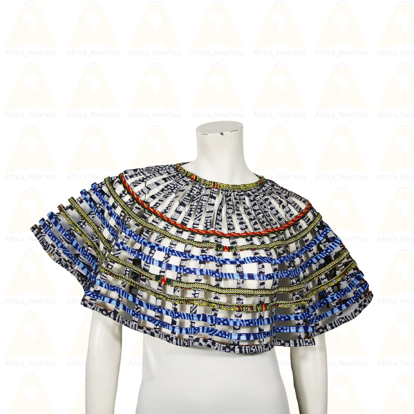 Elegant African-Inspired Mesh|Strip Cape – Stylish Statement Accessory for Women