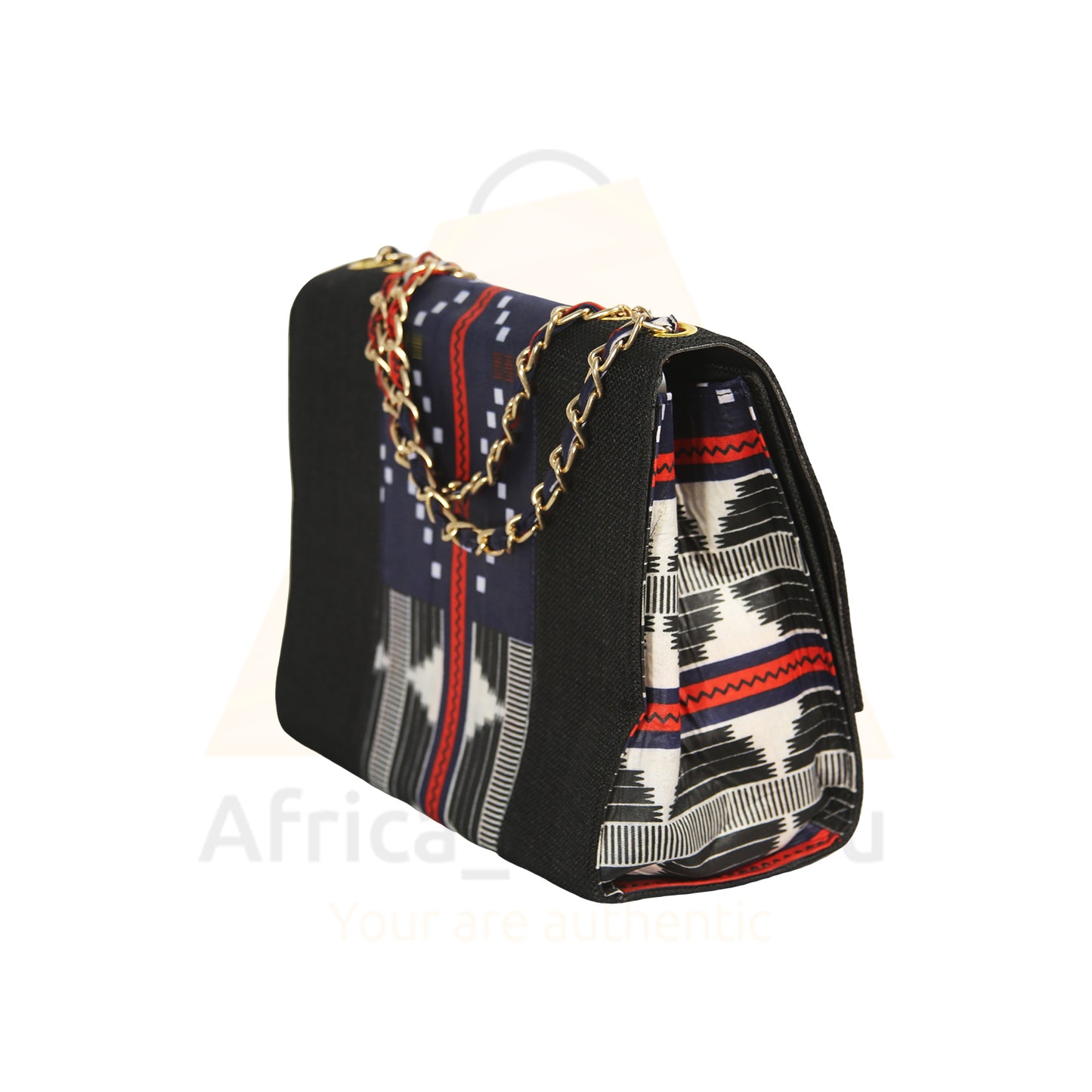 Elegance Redefined: African Print Chain-Strap Handbag