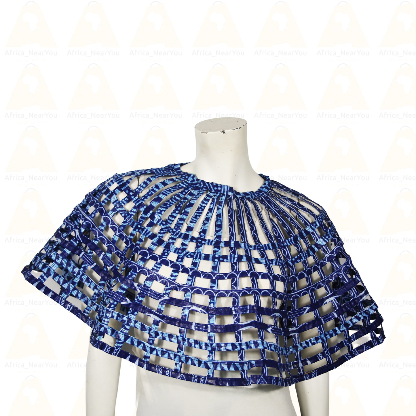 Elegant African-Inspired Mesh|Strip Cape – Stylish Statement Accessory for Women