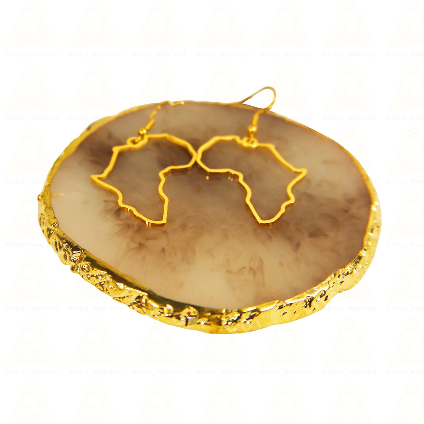 Gold Africa Map Outline Earrings.