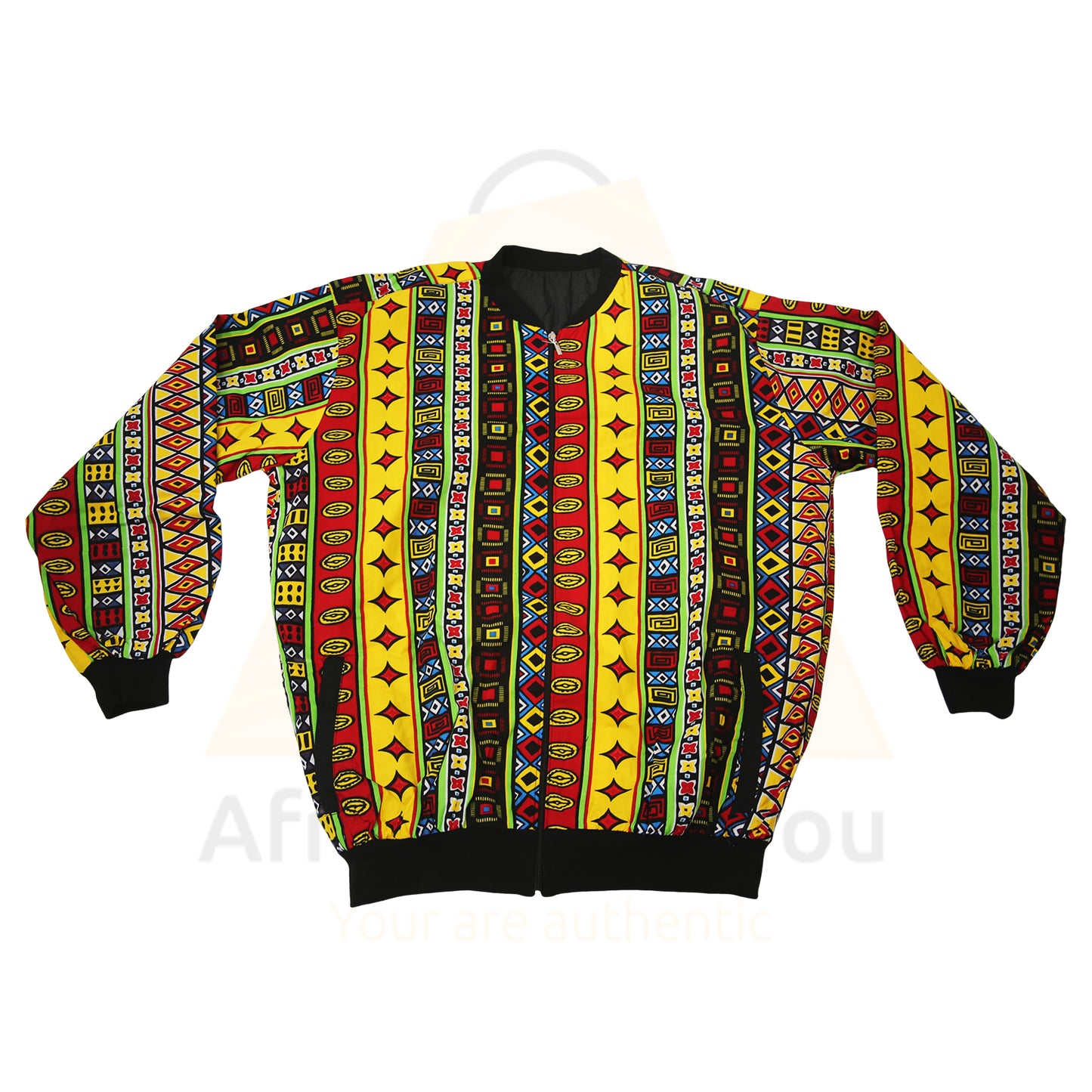 Sunburst Style: Bold Yellow African Print Bomber Jacket