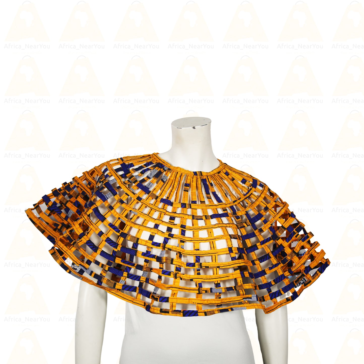 Elegant African-Inspired Mesh|Strip Cape – Stylish Statement Accessory for Women