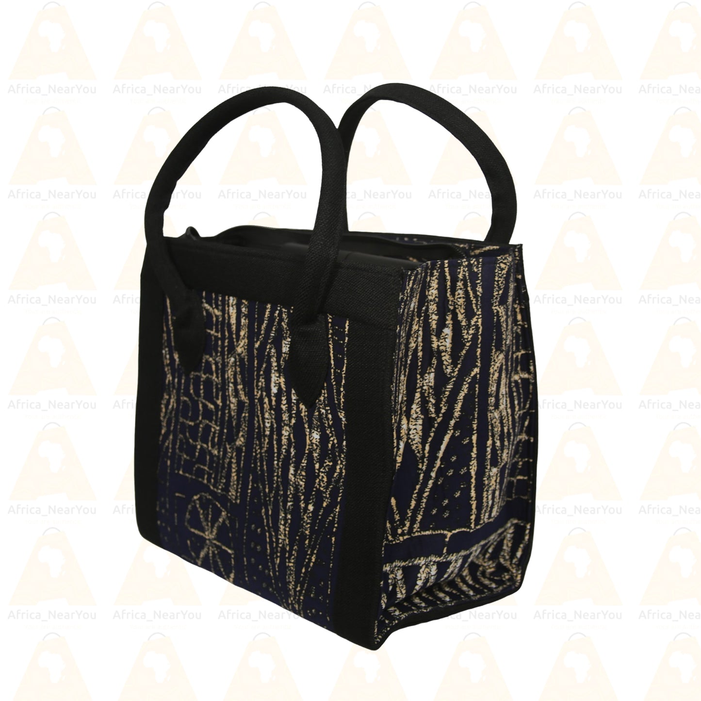Elegant African Print Handbag – Stylish Blue Tote for Everyday Chic