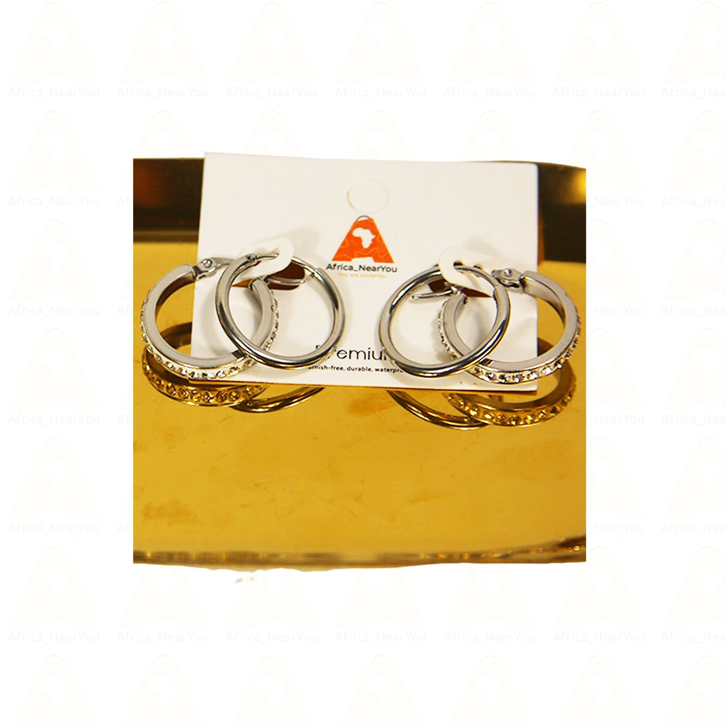 Elegant Gold and Silver Hoop Earrings with Crystal Accents