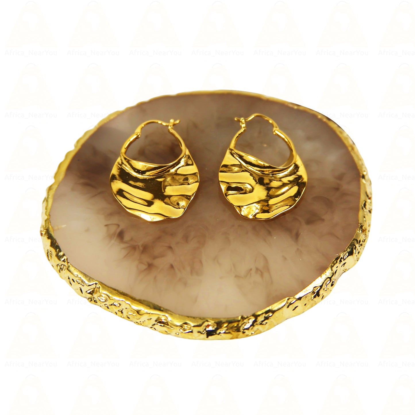 Bold Textured Gold Statement Earrings