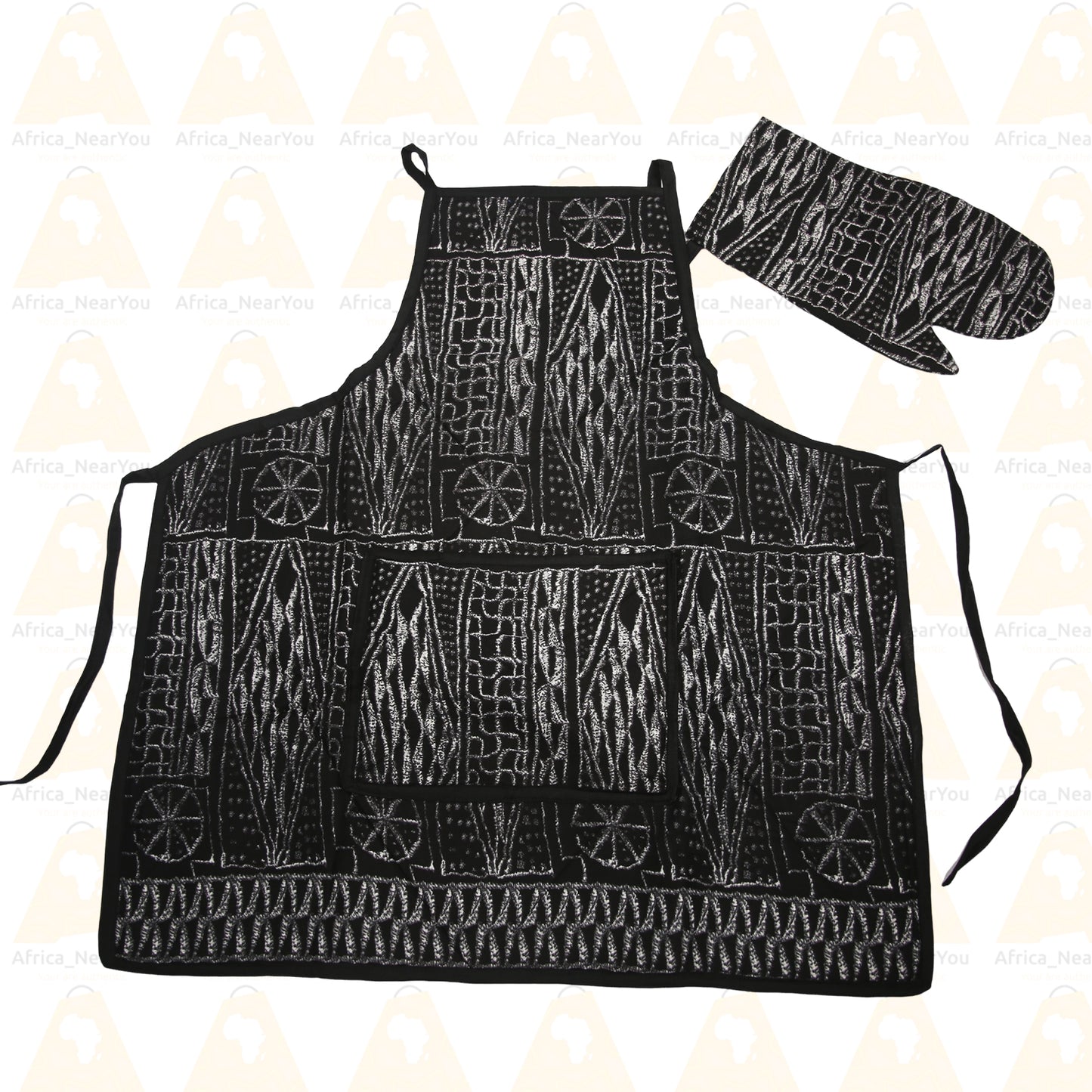 Artisan Flair: Vibrant African Print Apron & Oven Mitt Set