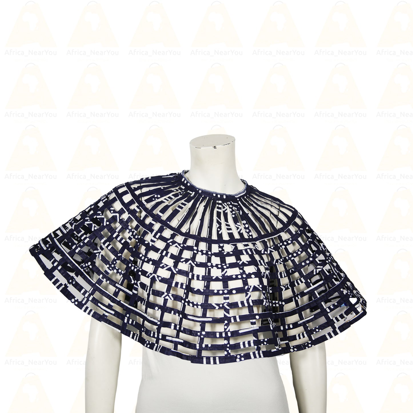 Elegant African-Inspired Mesh|Strip Cape – Stylish Statement Accessory for Women