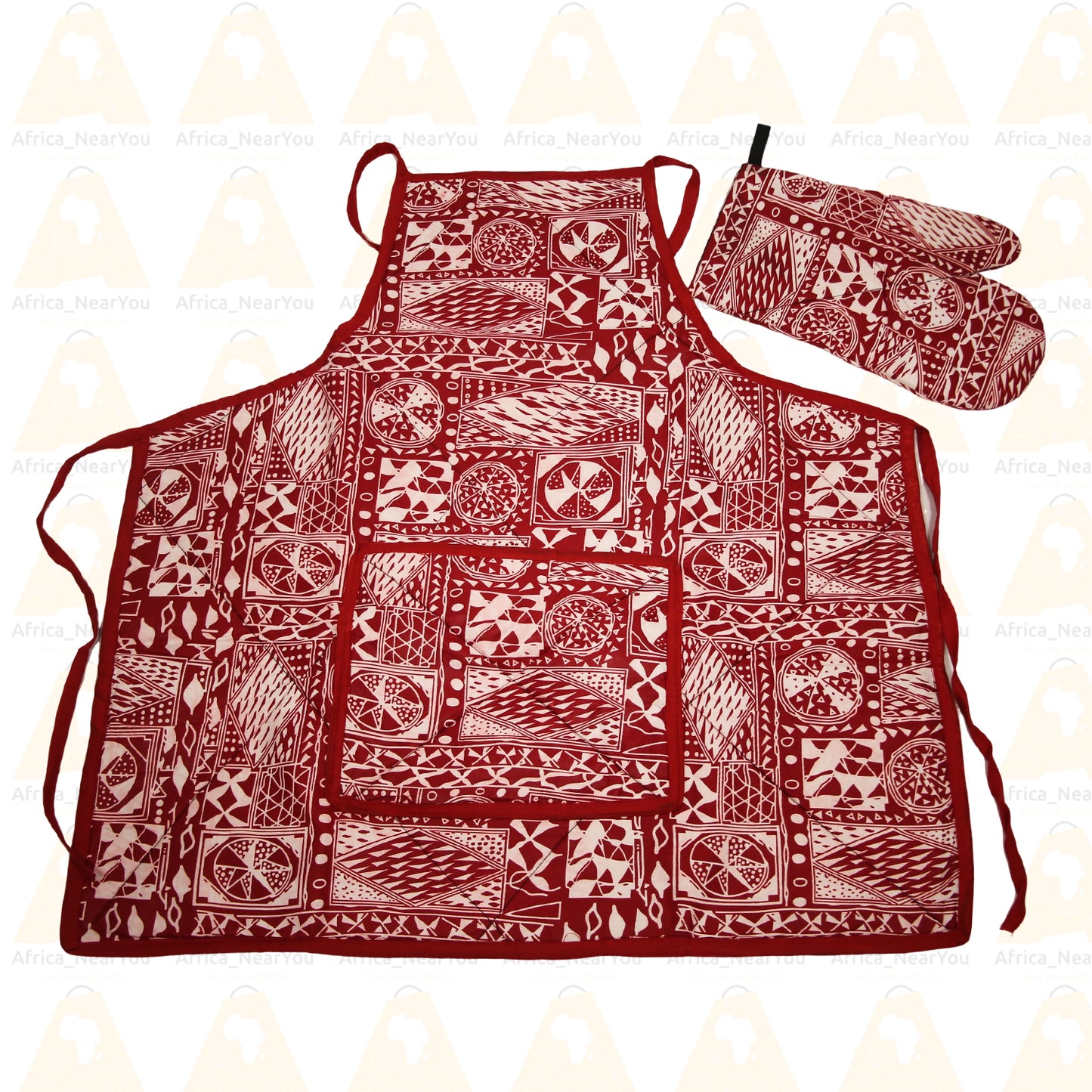 Artisan Flair: Vibrant African Print Apron & Oven Mitt Set