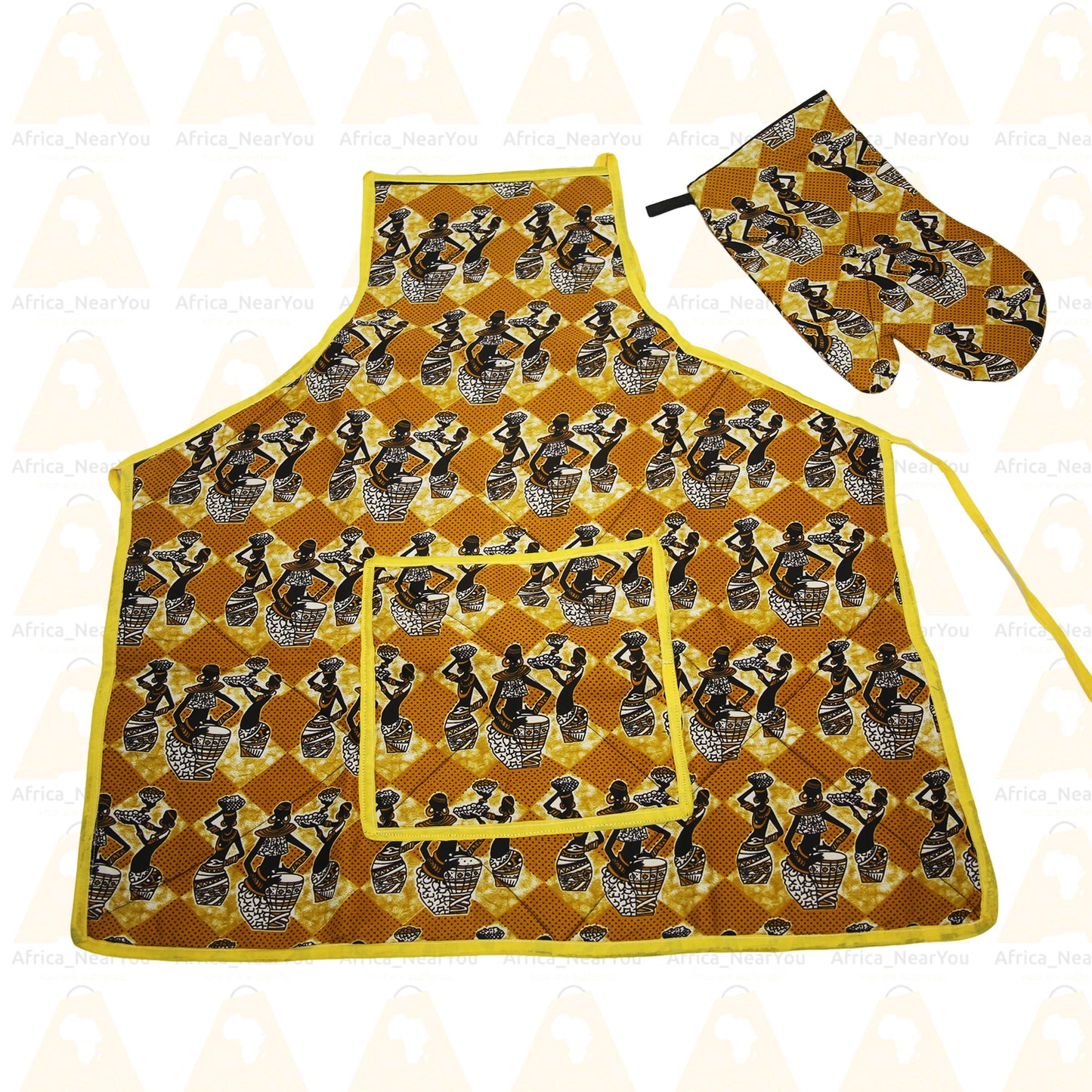 Artisan Flair: Vibrant African Print Apron & Oven Mitt Set