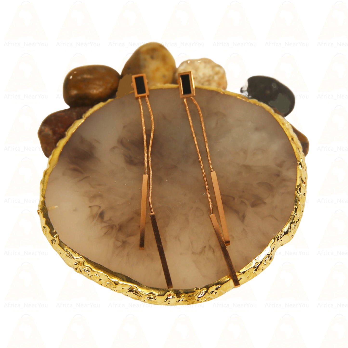 Minimalist Black and Gold Drop Earrings – Modern Elegant Jewelry for Any Occasion