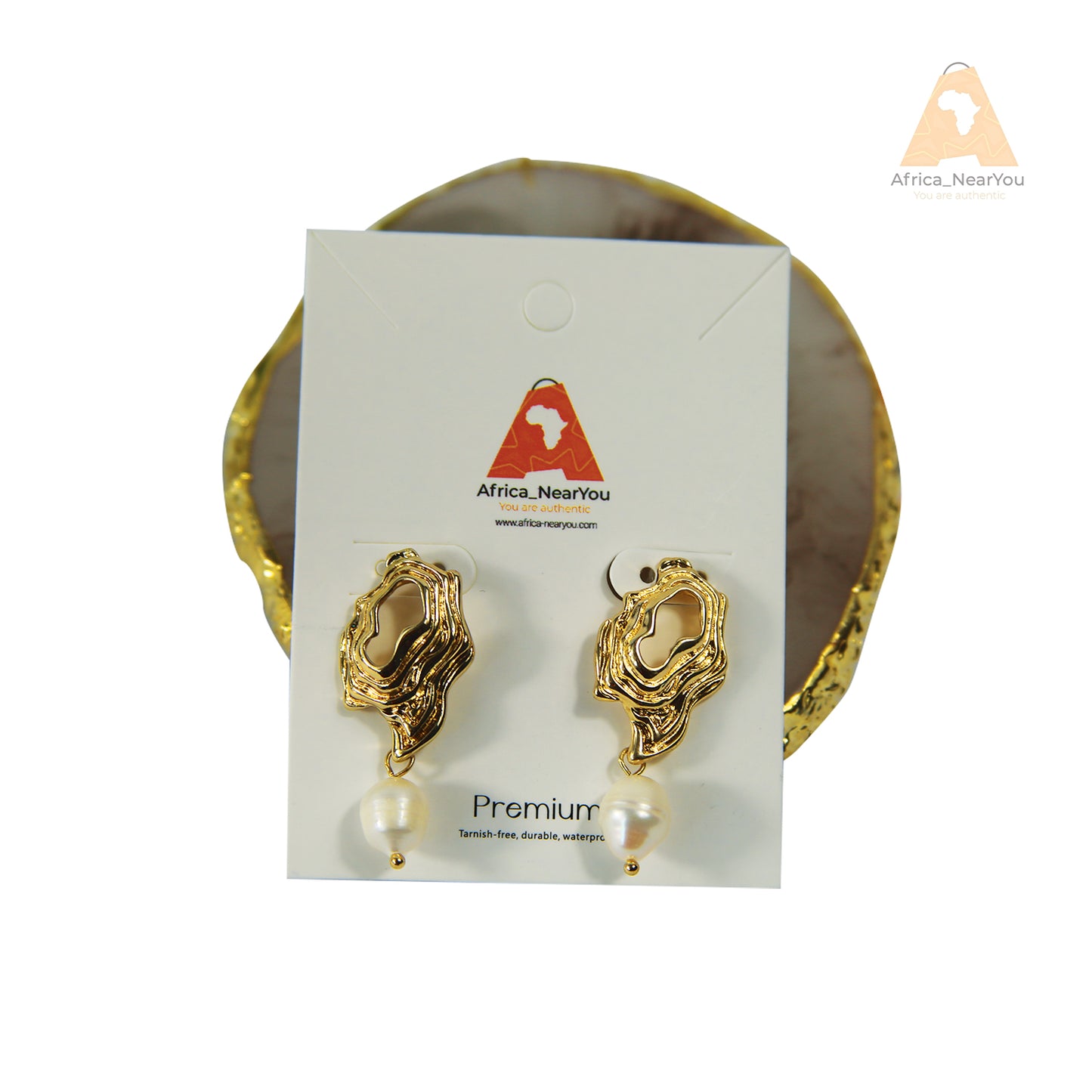Luxury Gold Abstract Pearl Earrings