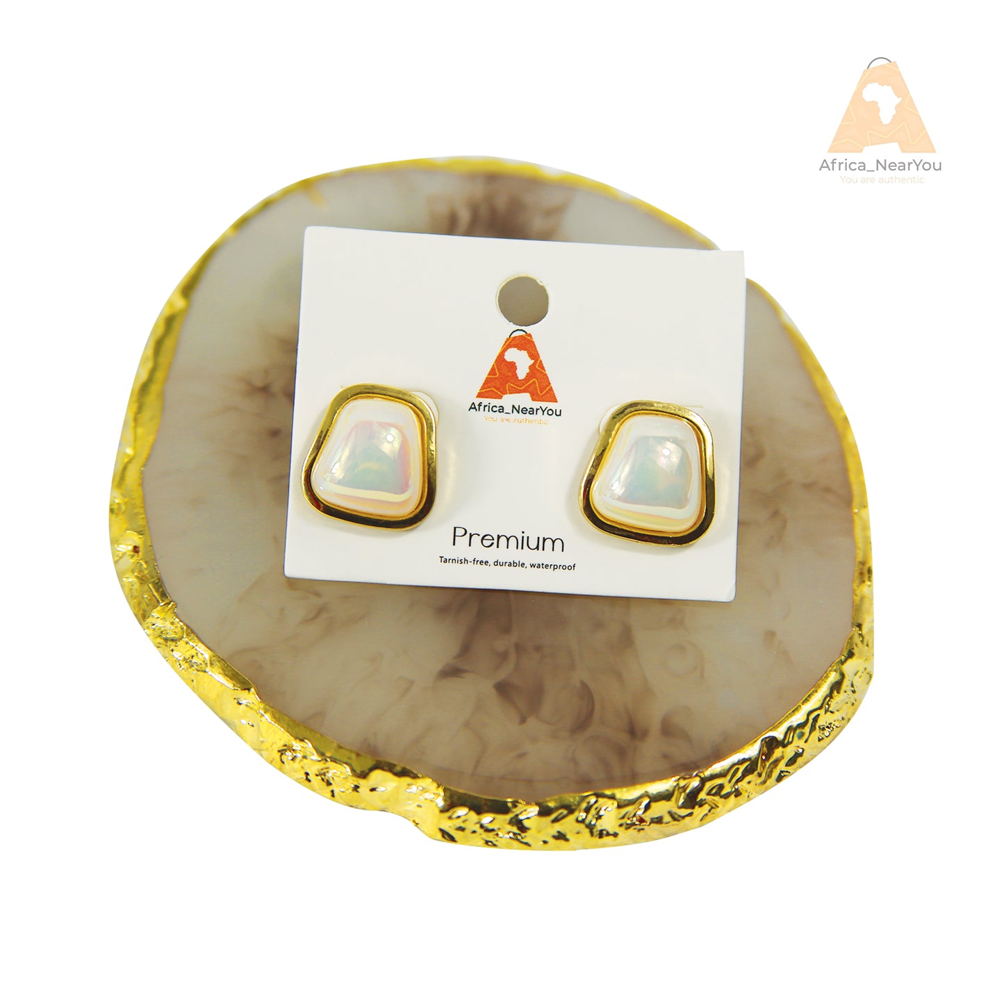 Gold Irregular Pearl Stud Earrings