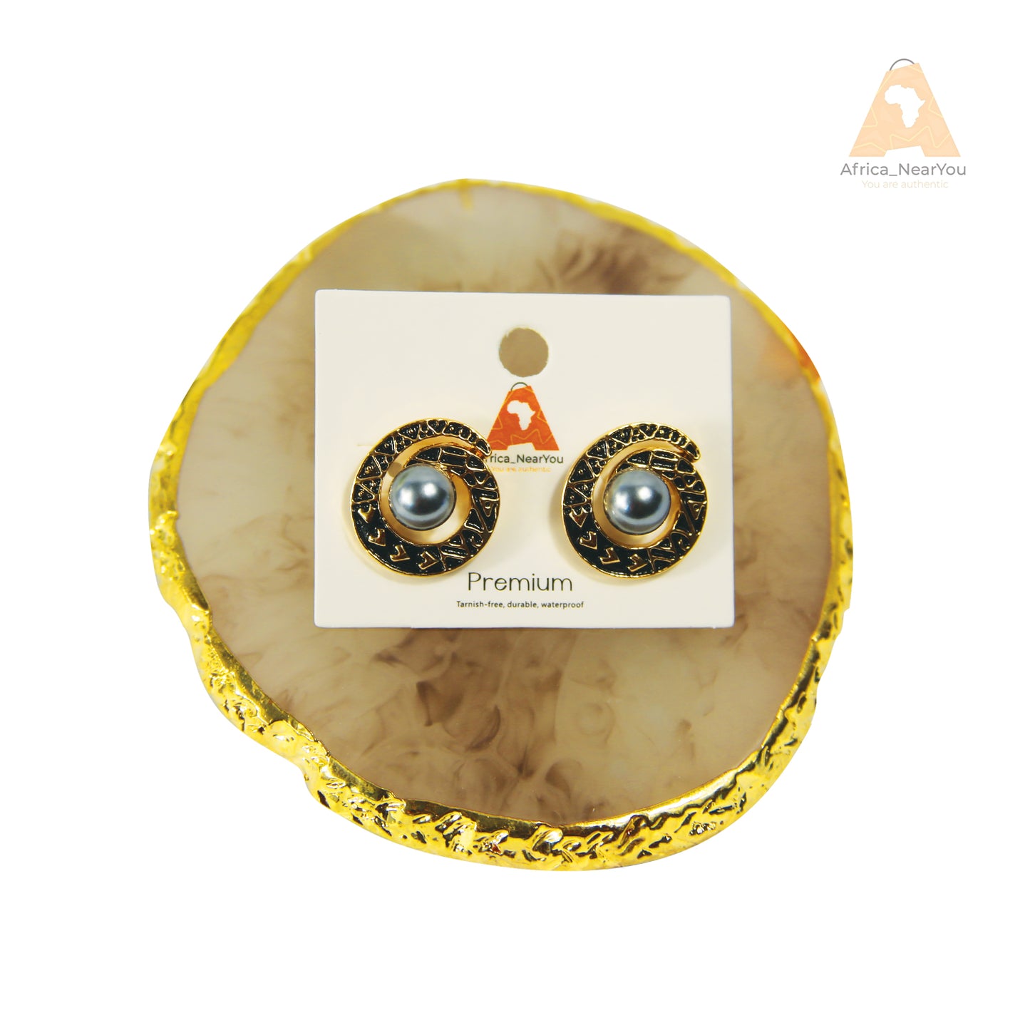 Black & Gold Textured Pearl Earrings