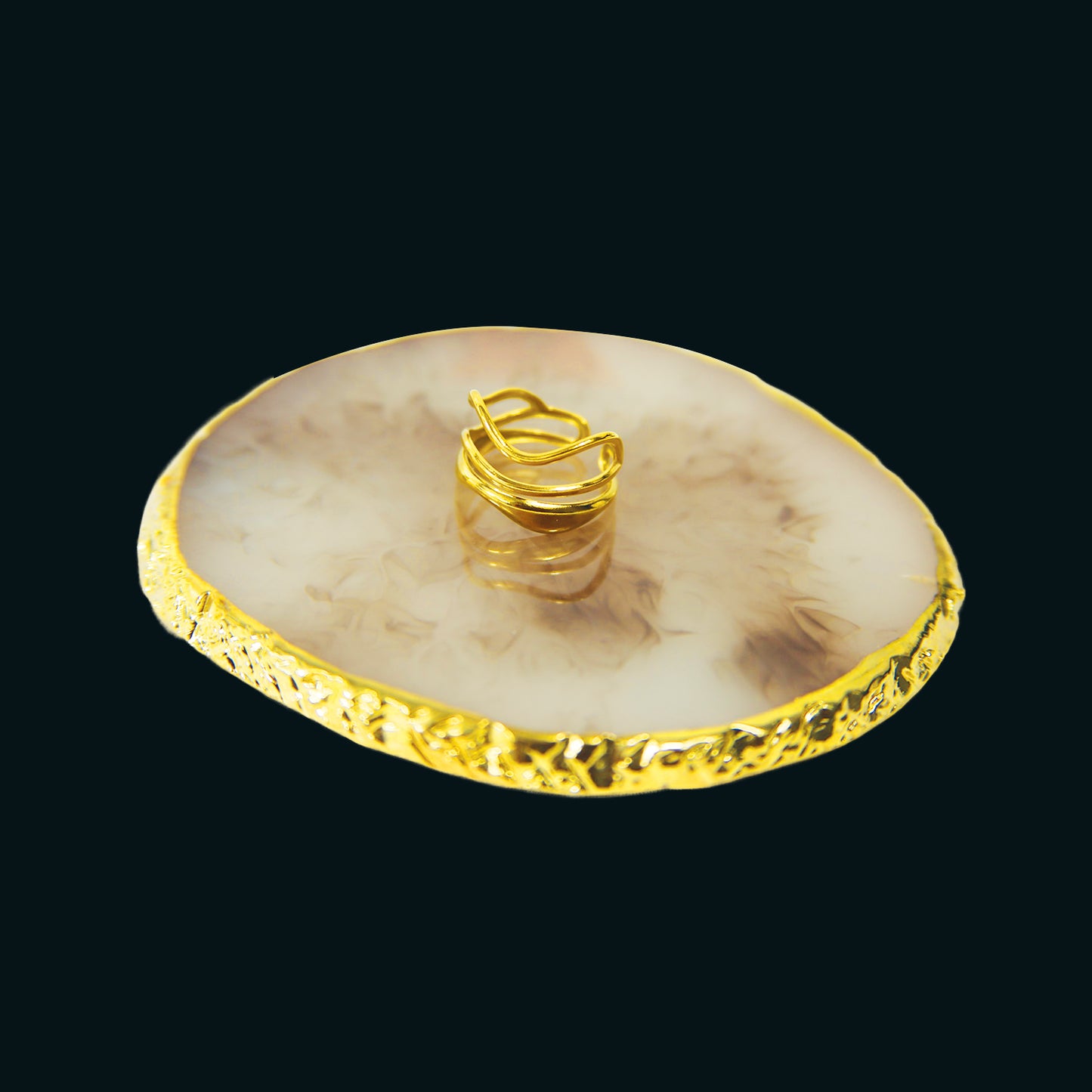 Stylish Adjustable Gold Wave Ring