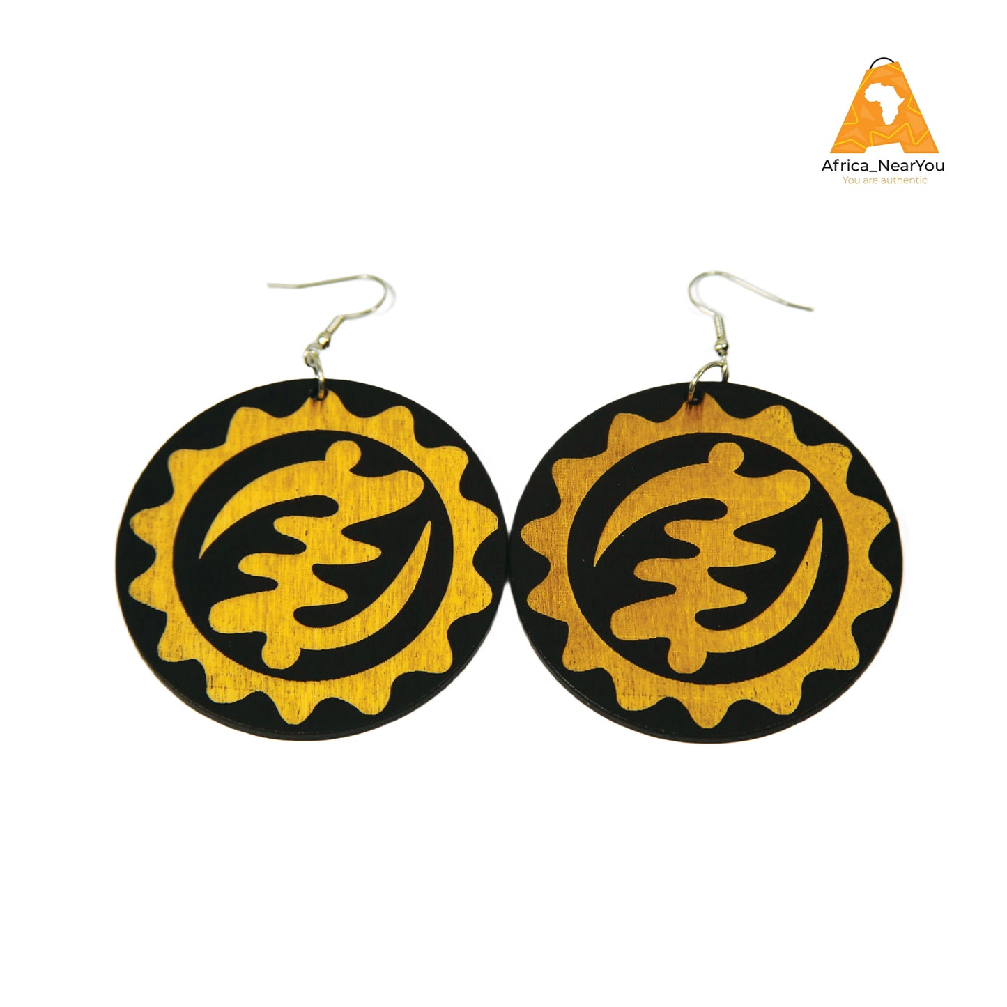 Adinkra Gye Nyame Wooden Earrings