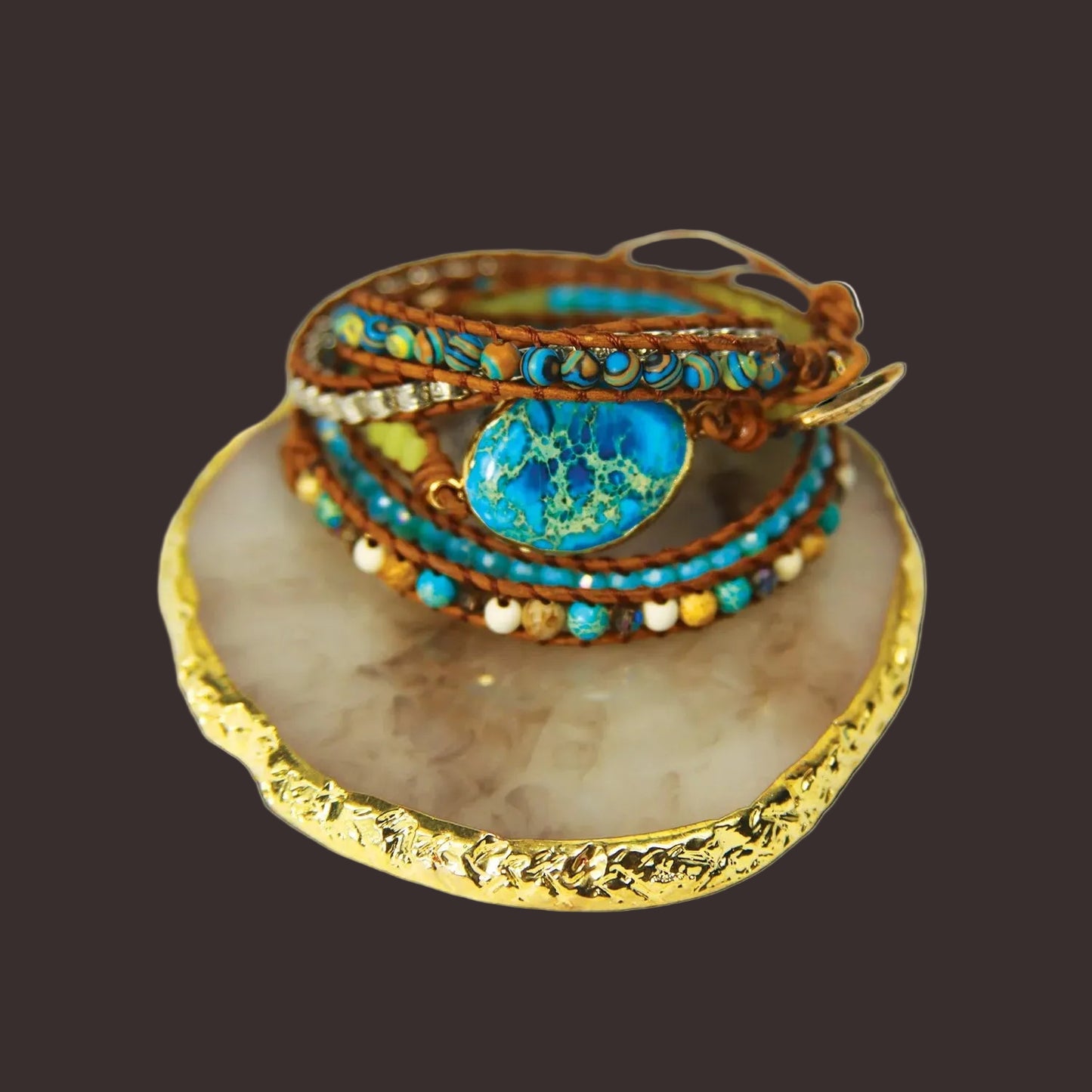 Multilayer Bohemian Turquoise Beaded Wrap Bracelet