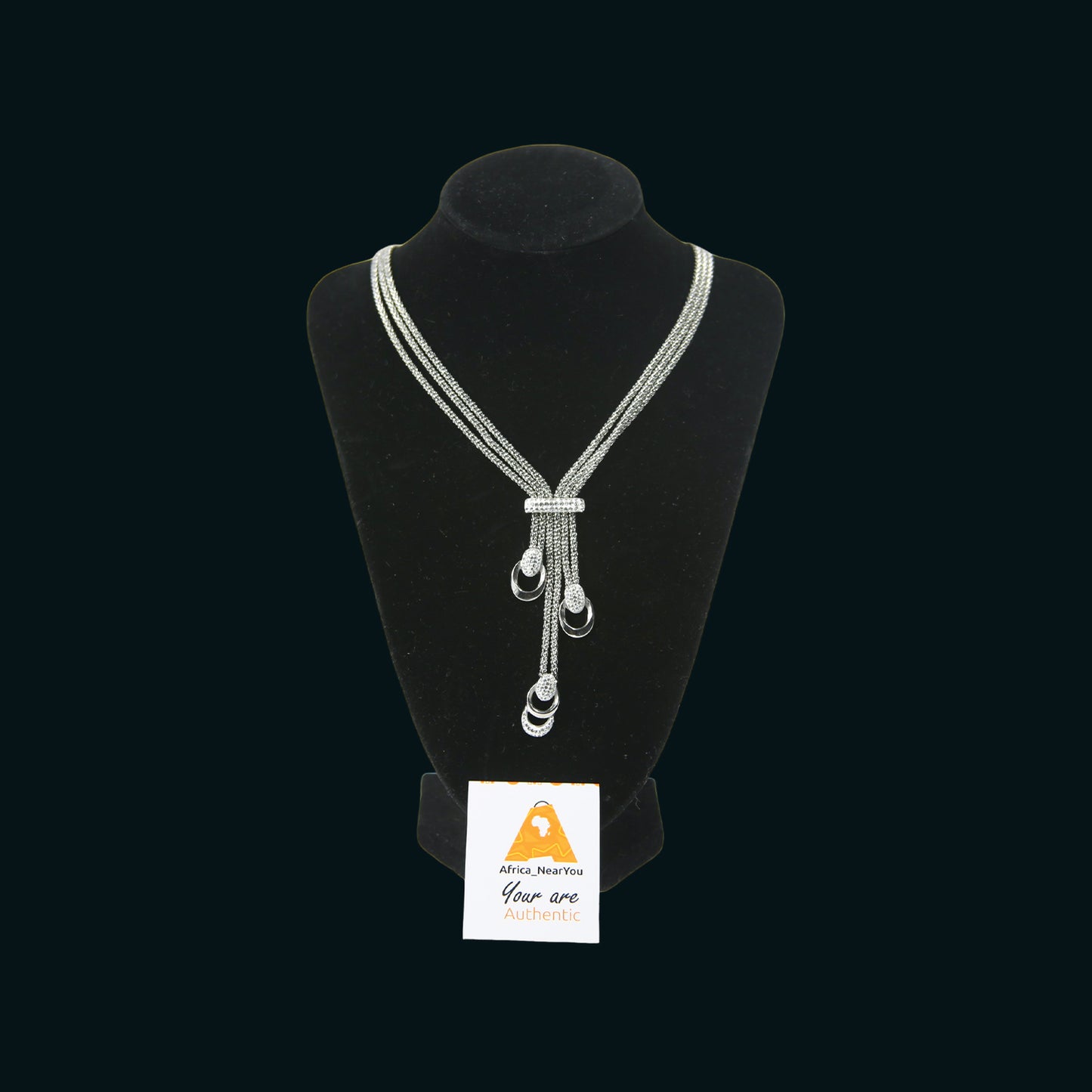 Tassel Fashion Necklace with White Zircon