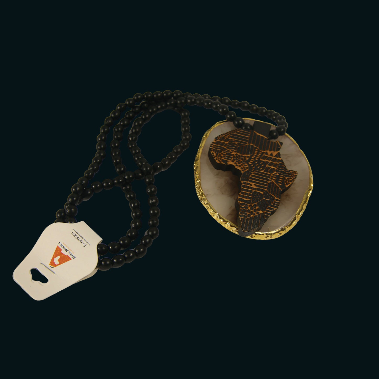 African Map Wood Necklace