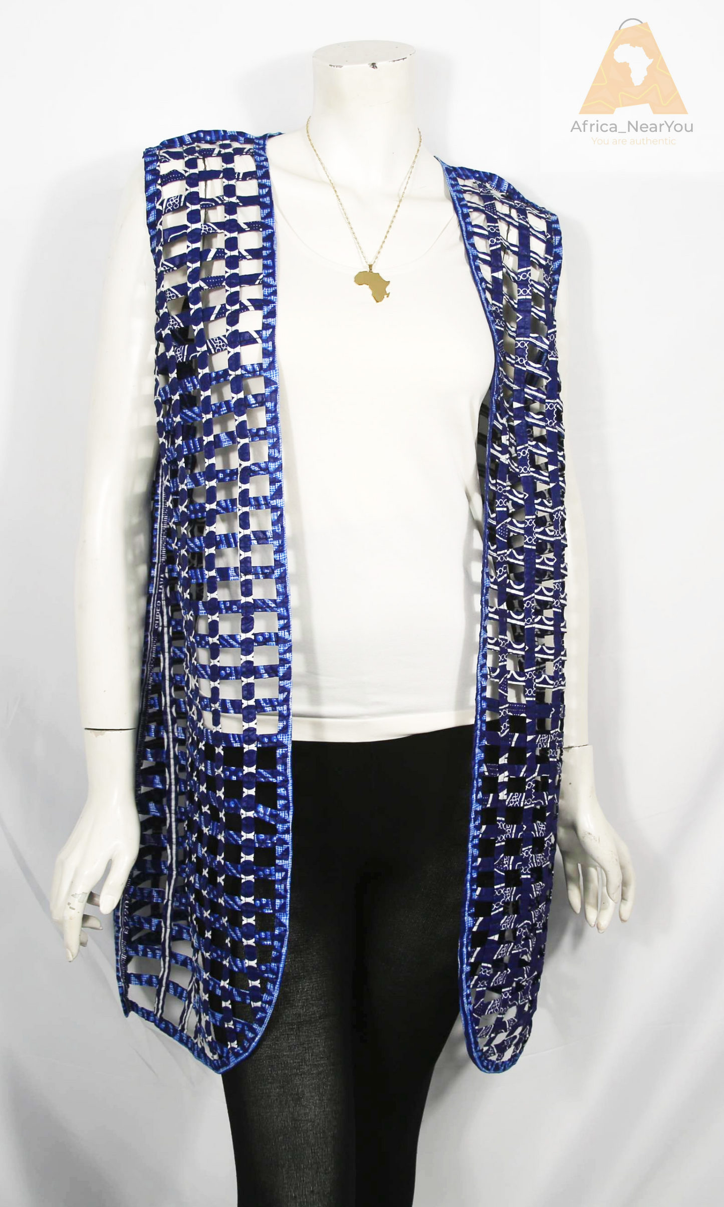 Royal Indigo Vest | Strip Blouse