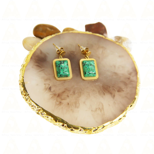 Emerald Horizon Malachite Stone Earrings