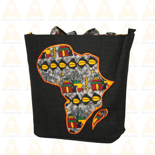 Heritage Tote: African Map Design Handbag with Vibrant Prints