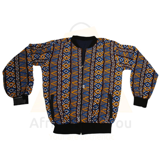 Vibrant Heritage: African Geometric Print Bomber Jacket