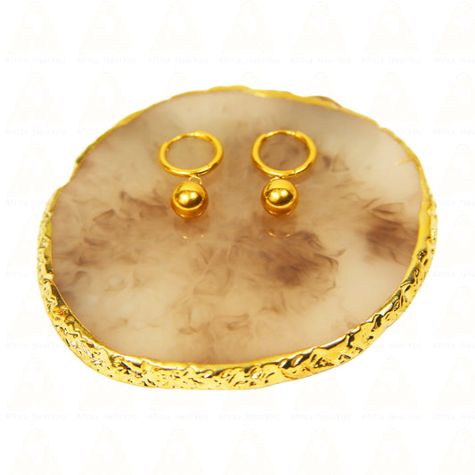 Minimalist Gold Ball Hoop Earrings.