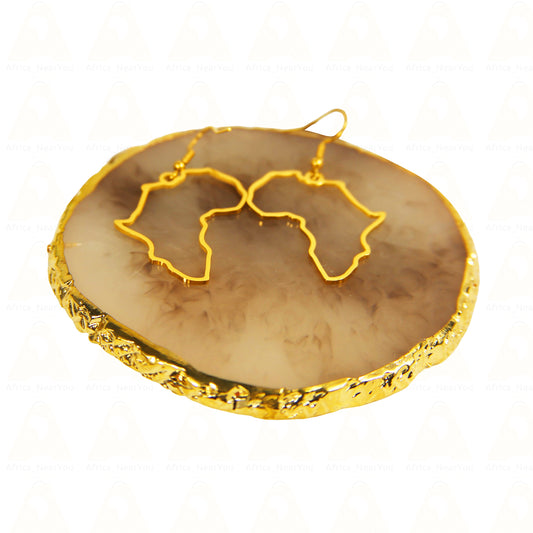 Gold Africa Map Outline Earrings.