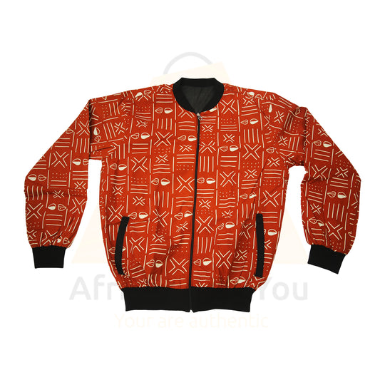 Bombers - Authentic African  Red Bomber Jacket - Burst of Colors and Cultural Heritage