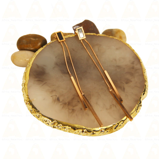 Minimalist Black and Gold Drop Earrings – Modern Elegant Jewelry for Any Occasion