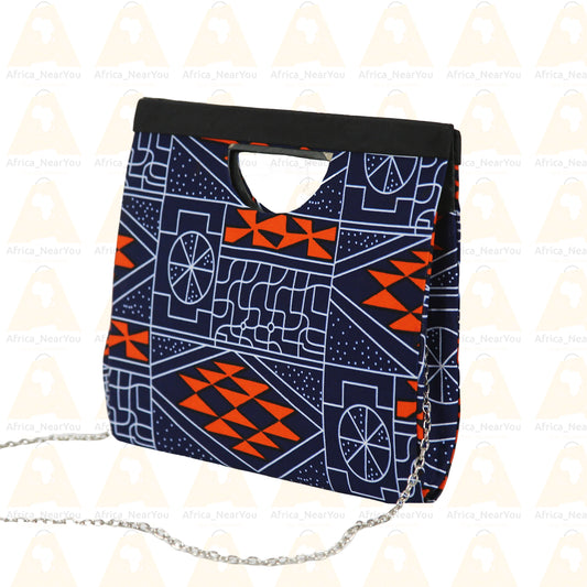 Crossbody Top Bag : African Print Handbag with Modern Chain Strap