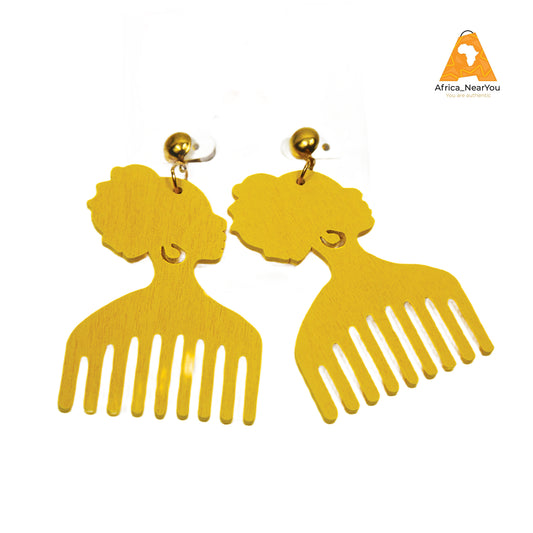 African Wooden Earring
