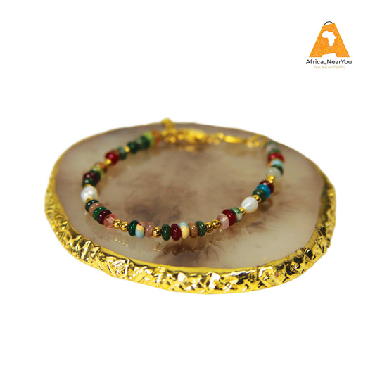 Colorful Beaded Gold-Plated Bracelet